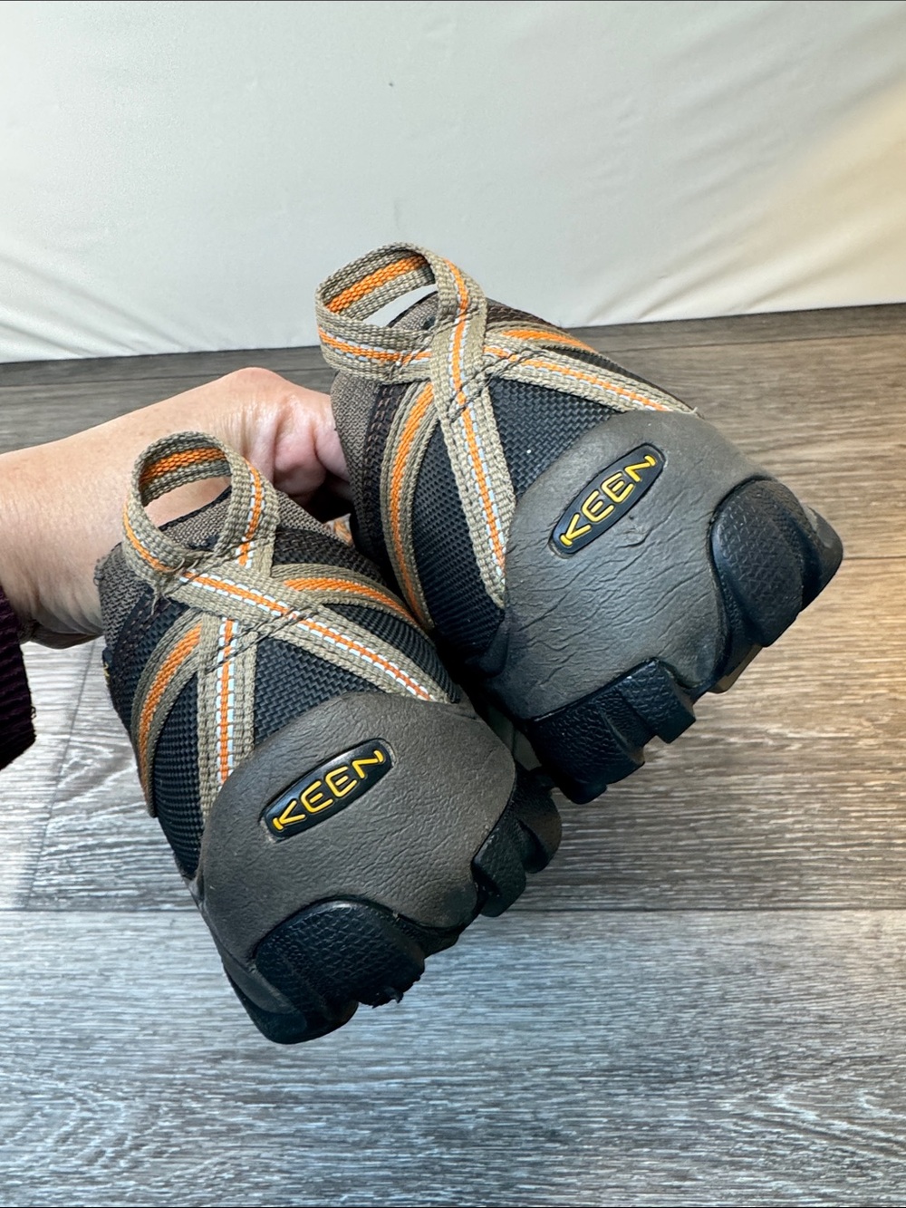 Keen Brown and Orange Men's Hiking Boots steel toe shoes size 10.5 (j251) - Picture 4 of 7